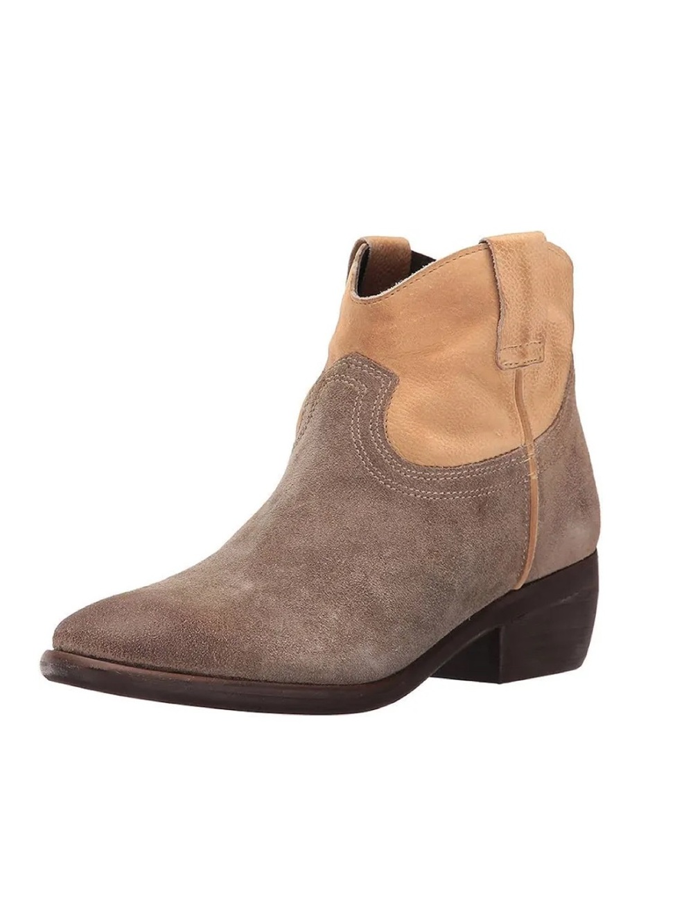 Steve Madden Midnite Cowboy Tan & Taupe Leather Women Ankle Boots Size 8 - Picture 2 of 11